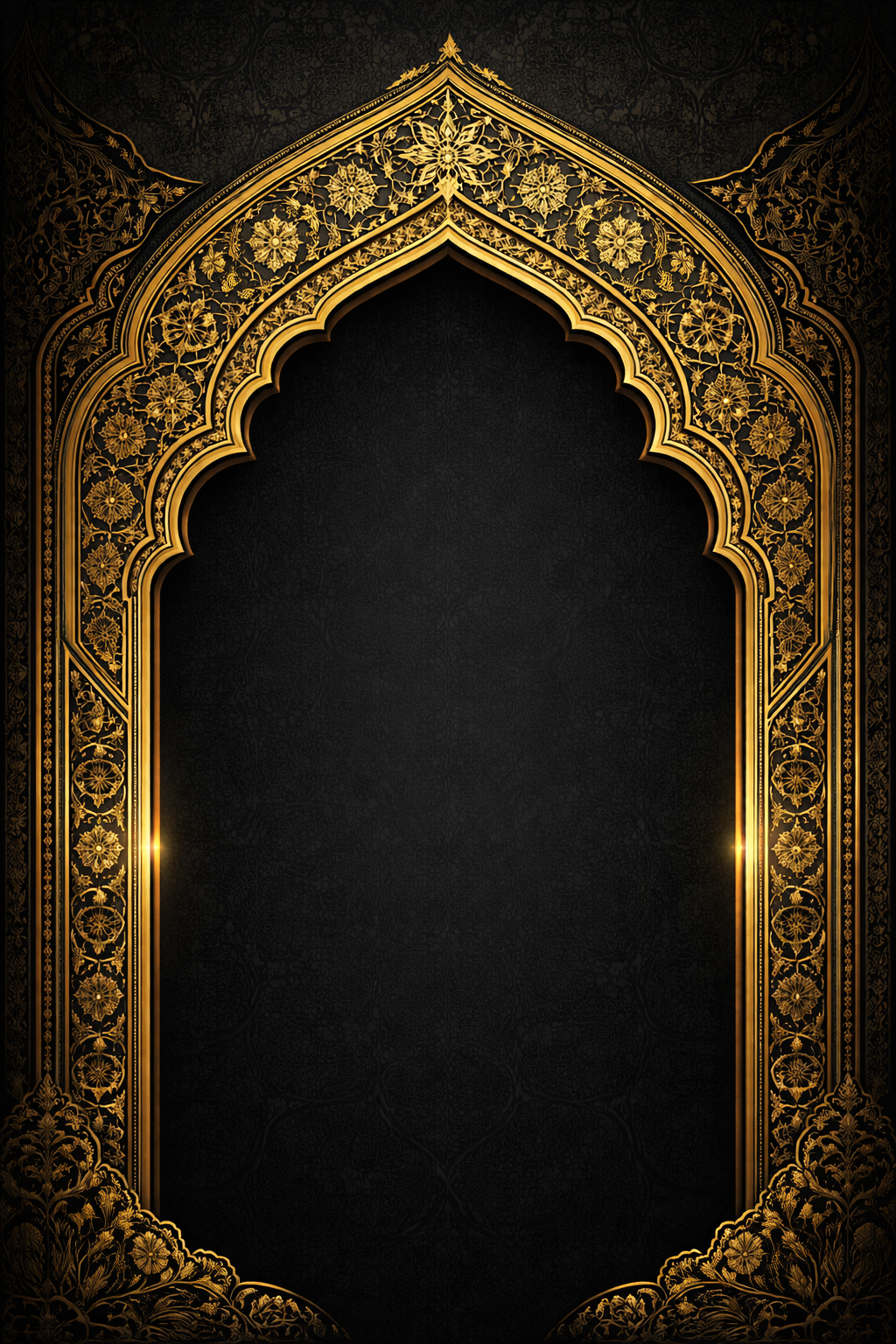 Islamic Mihrab Arch — Gold on Black